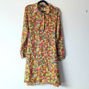 CHEPE Italy Tunic Dress Long Sleeve Floral Boho Size M Made in Italy